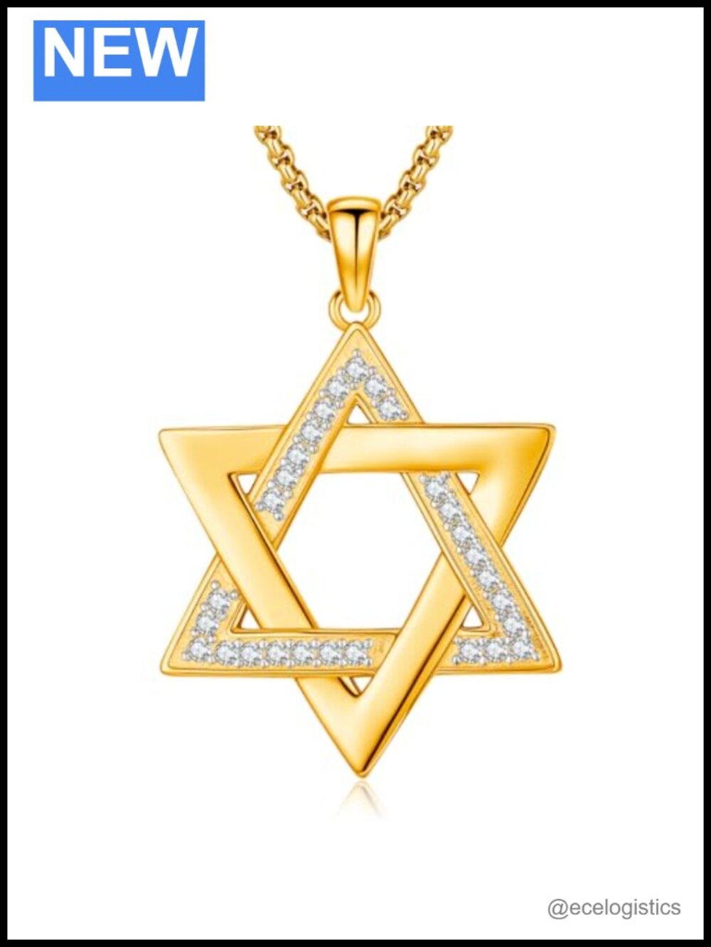 925 Sterling Silver Star of David Necklace with 18k Gold Plated